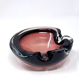 Smokey Amethyst Colour Art Glass Dish/Ashtray
